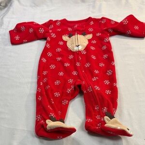 Carter's - Red Reindeer Kids One Piece Fleece Sleeper/Footie